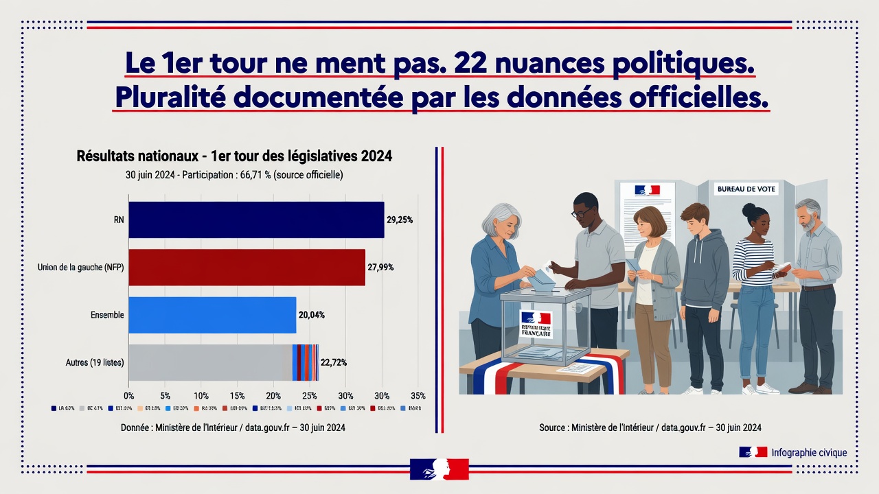 Illustration hybride : 1er tour législatives 2024