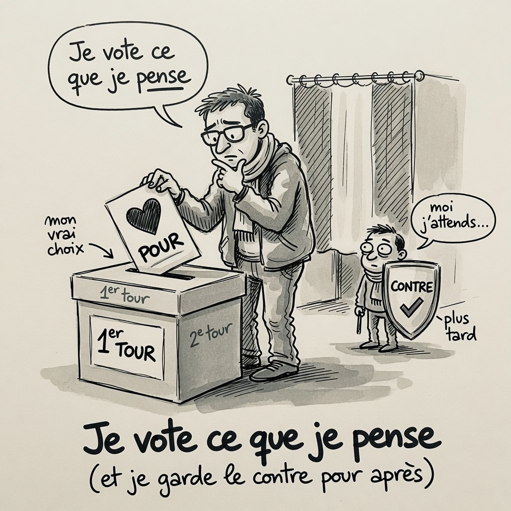 Croquis mème : Je vote ce que je pense au premier tour